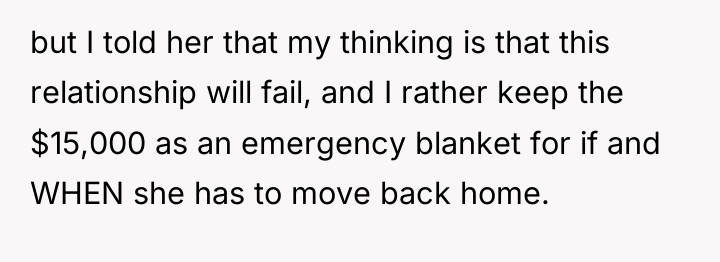 but I told her that my thinking is that this...