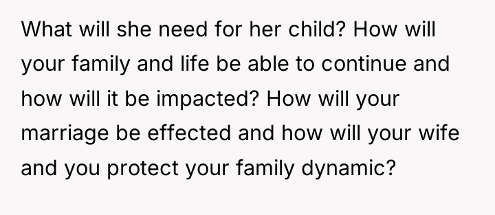 What will she need for her child? How will your...