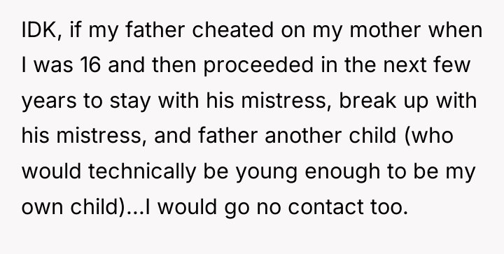 IDK, if my father cheated on my mother when I...