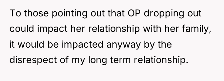 To those pointing out that OP dropping out could impact...