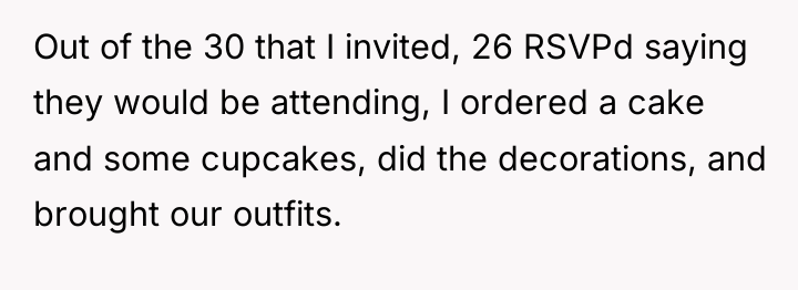 Out of the 30 that I invited, 26 RSVPd saying...