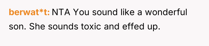 berwat*t NTA You sound like a wonderful son. She sounds...