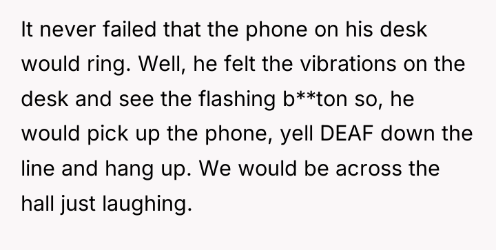 It never failed that the phone on his desk would...