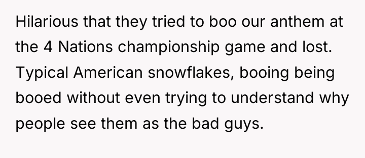 Hilarious that they tried to boo our anthem at the...