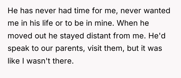 He has never had time for me, never wanted me...