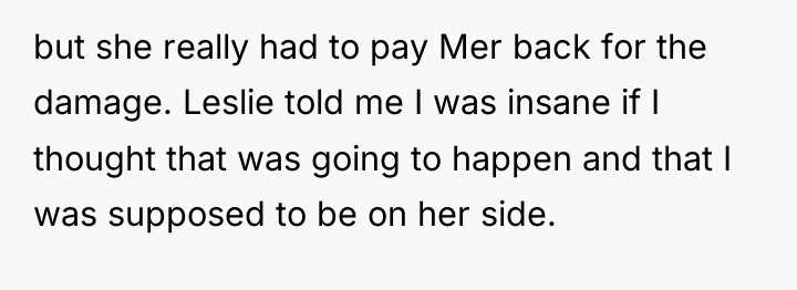 but she really had to pay Mer back for the...