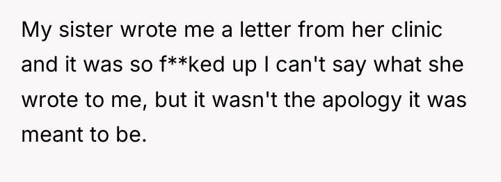 My sister wrote me a letter from her clinic and...