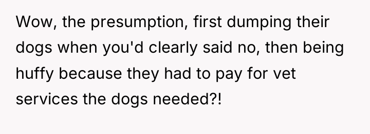 Wow, the presumption, first dumping their dogs when you'd clearly...