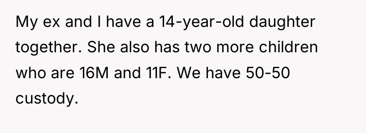 My ex and I have a 14-year-old daughter together. She...