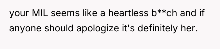 your MIL seems like a heartless b**ch and if anyone...