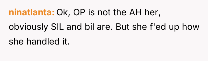 ninatlanta Ok, OP is not the AH her, obviously SIL...