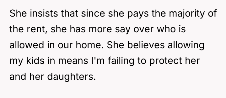 She insists that since she pays the majority of the...