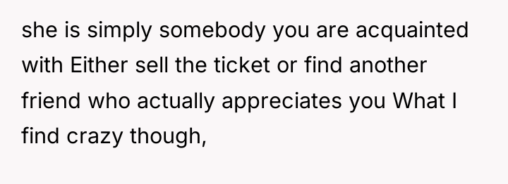 she is simply somebody you are acquainted with Either sell...