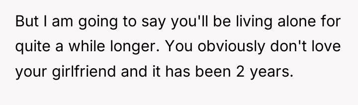 But I am going to say you'll be living alone...