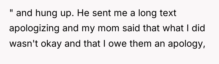 " and hung up. He sent me a long text...