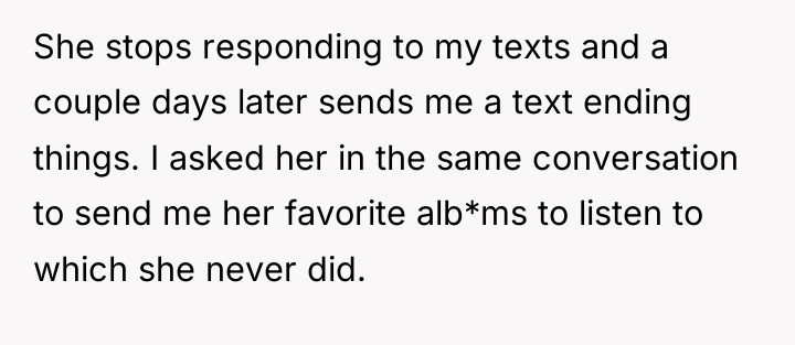 She stops responding to my texts and a couple days...