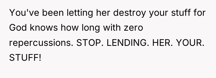 You've been letting her destroy your stuff for God knows...