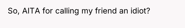 So, AITA for calling my friend an idiot?