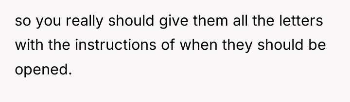 so you really should give them all the letters with...