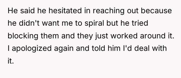 He said he hesitated in reaching out because he didn't...