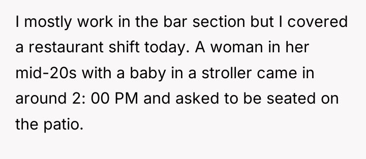 I mostly work in the bar section but I covered...