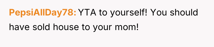PepsiAllDay78 YTA to yourself! You should have sold house to...