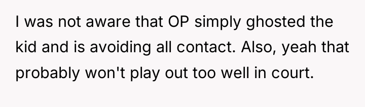 I was not aware that OP simply ghosted the kid...