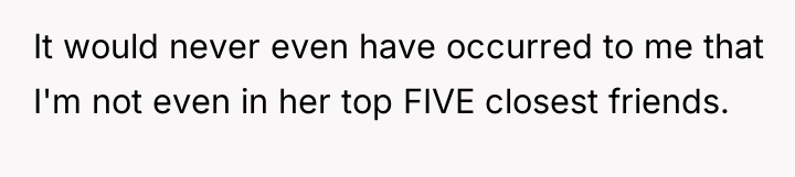 It would never even have occurred to me that I'm...
