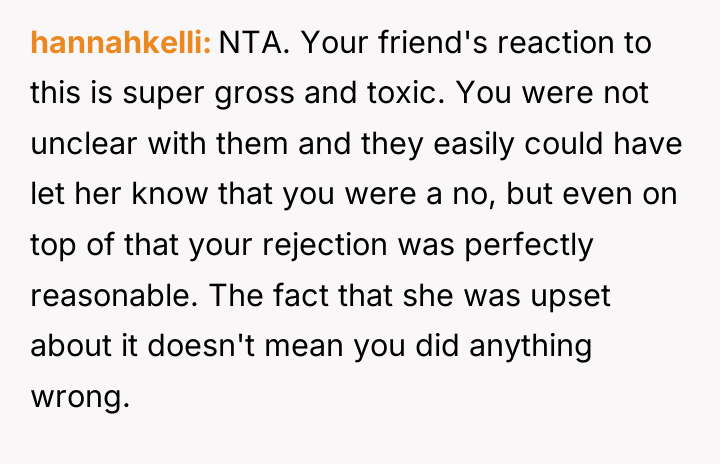 hannahkelli NTA. Your friend's reaction to this is super gross...