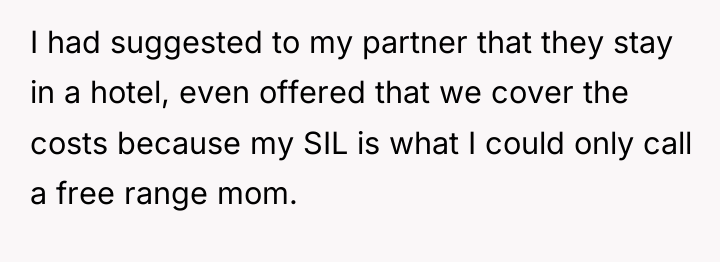 I had suggested to my partner that they stay in...