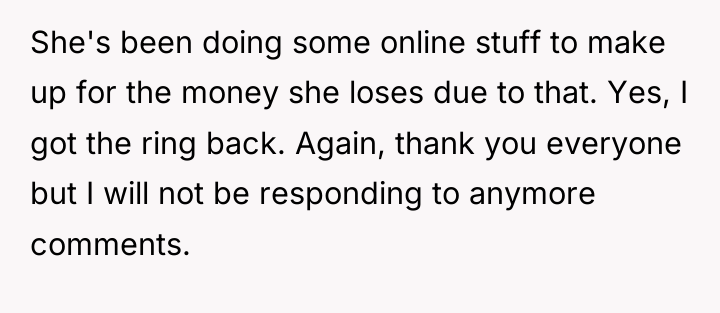 She's been doing some online stuff to make up for...