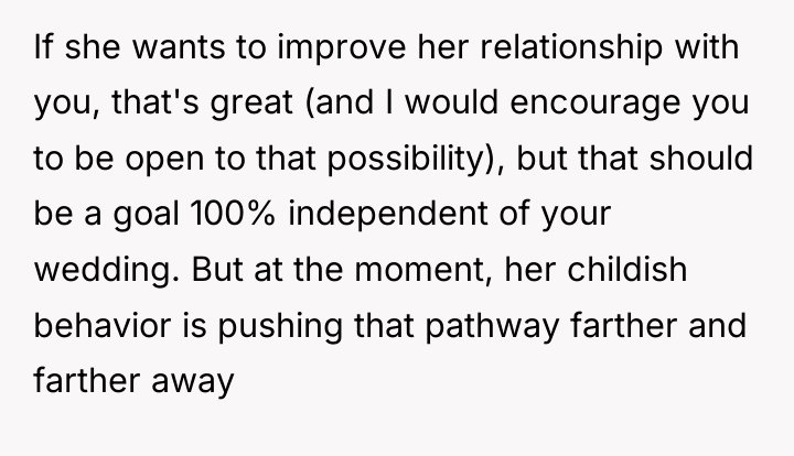 If she wants to improve her relationship with you, that's...