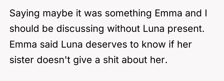 Saying maybe it was something Emma and I should be...