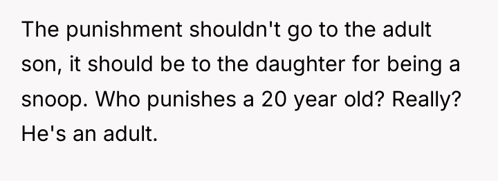 The punishment shouldn't go to the adult son, it should...