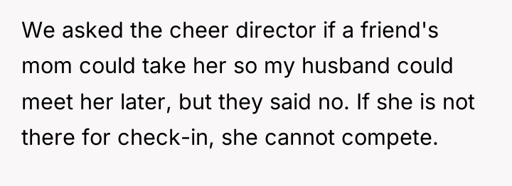 We asked the cheer director if a friend's mom could...