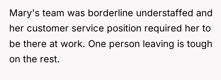Mary's team was borderline understaffed and her customer service position...