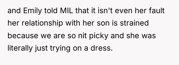 and Emily told MIL that it isn't even her fault...