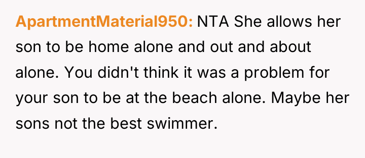 ApartmentMaterial950 NTA She allows her son to be home alone...