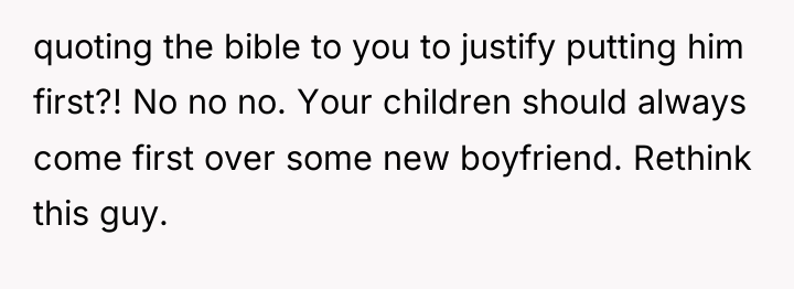 quoting the bible to you to justify putting him first?!...