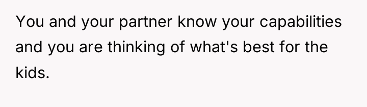 You and your partner know your capabilities and you are...