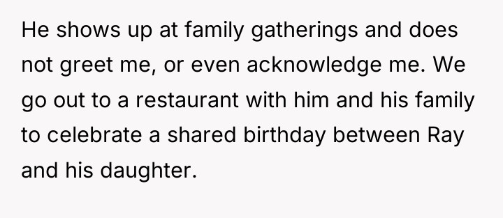 He shows up at family gatherings and does not greet...