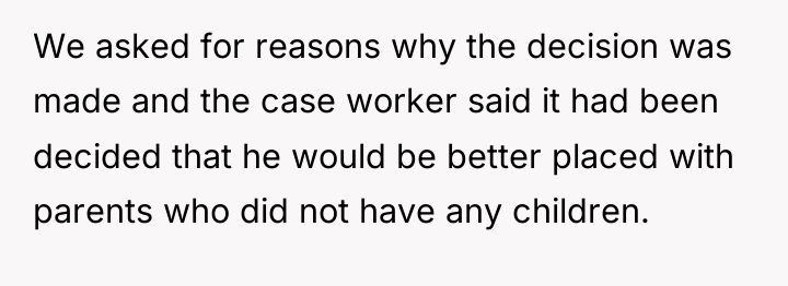 We asked for reasons why the decision was made and...