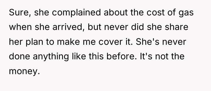 Sure, she complained about the cost of gas when she...