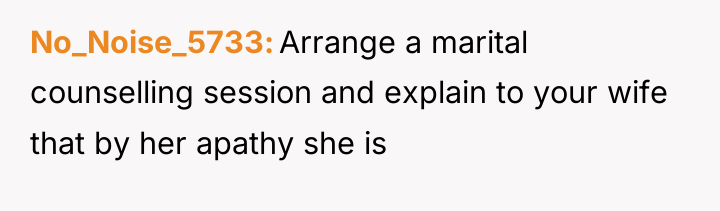 No_Noise_5733 Arrange a marital counselling session and explain to your...