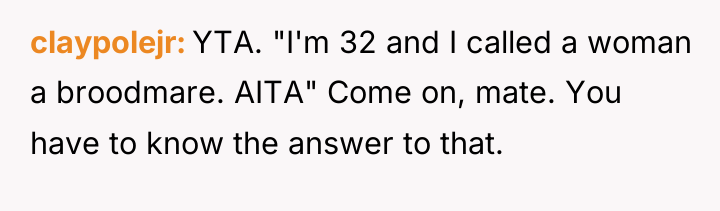 claypolejr YTA. "I'm 32 and I called a woman a...