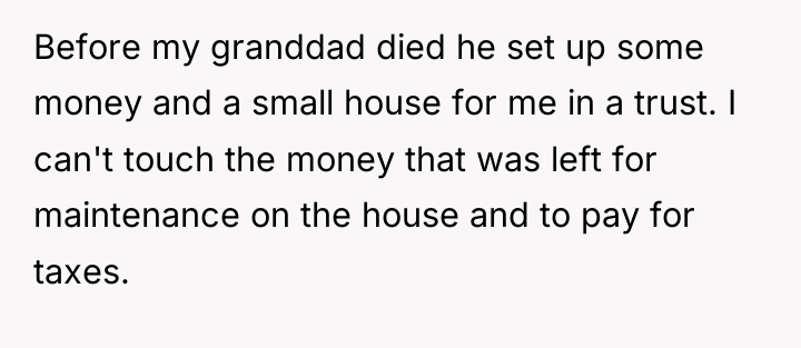 Before my granddad died he set up some money and...