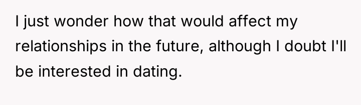 I just wonder how that would affect my relationships in...