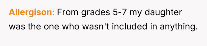 Allergison From grades 5-7 my daughter was the one who...