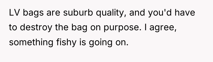 LV bags are suburb quality, and you'd have to destroy...
