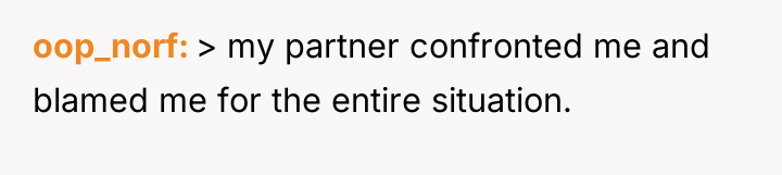 oop_norf > my partner confronted me and blamed me for...